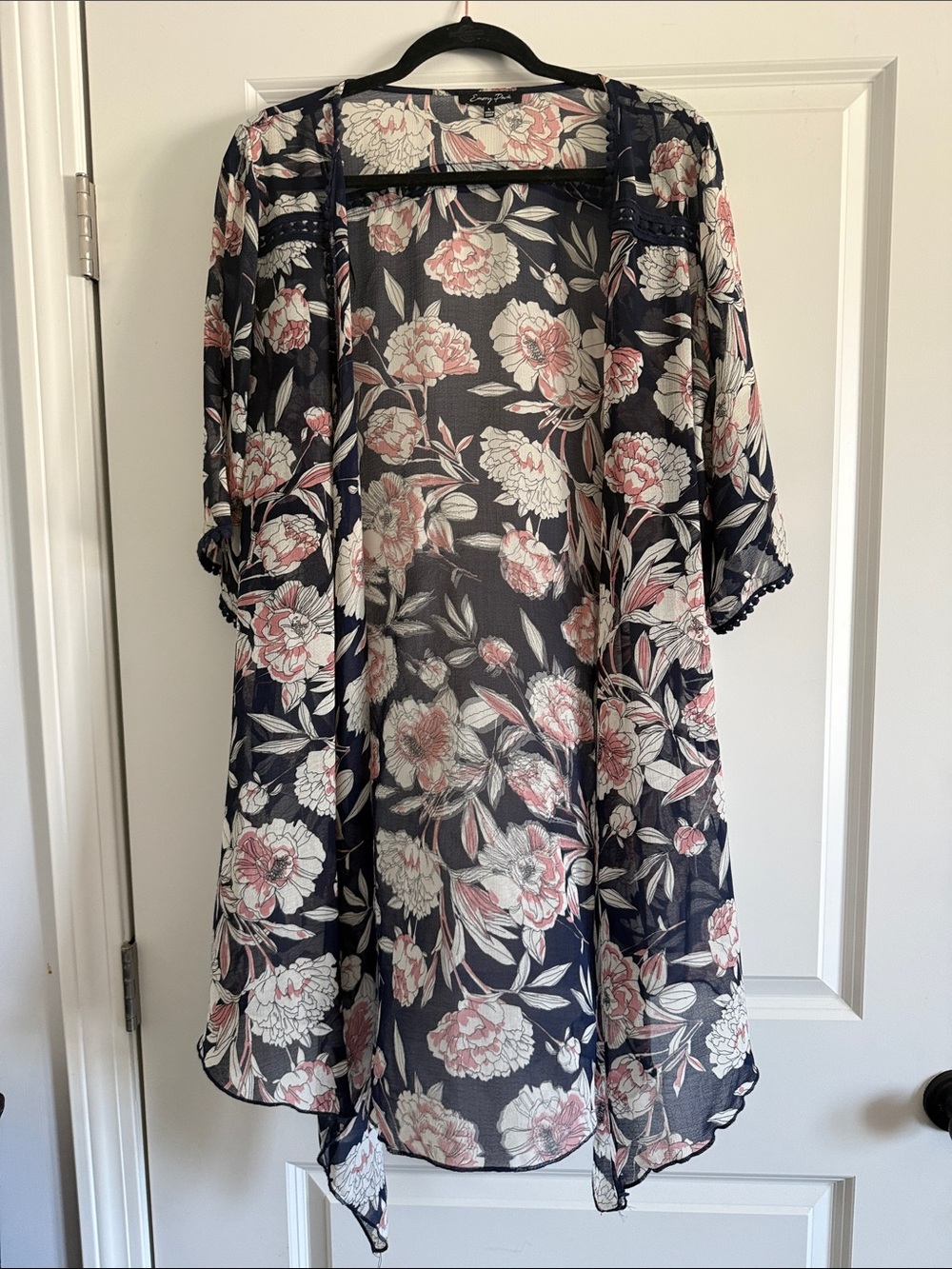 emory park Navy Floral Sheer Kimono Cardigan